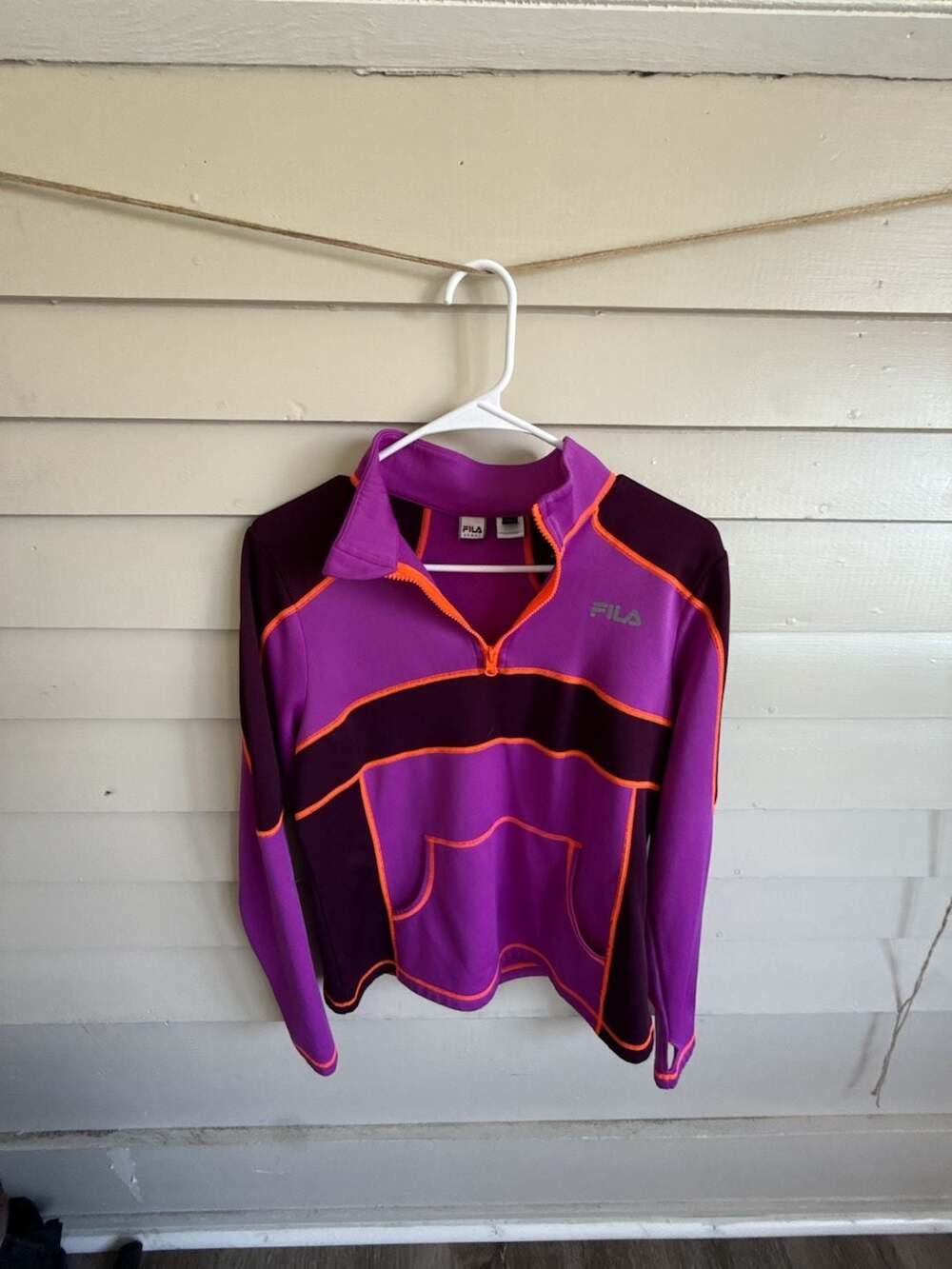 Fila Sport 1/4 Zip Pullover Size L Purple Activewear